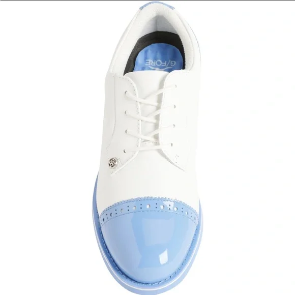 NEW⛳️G/FORE Women Quilted Cap Toe Gallivanter Golf Shoes Snow/Vista Blue size 5 - Picture 2 of 10